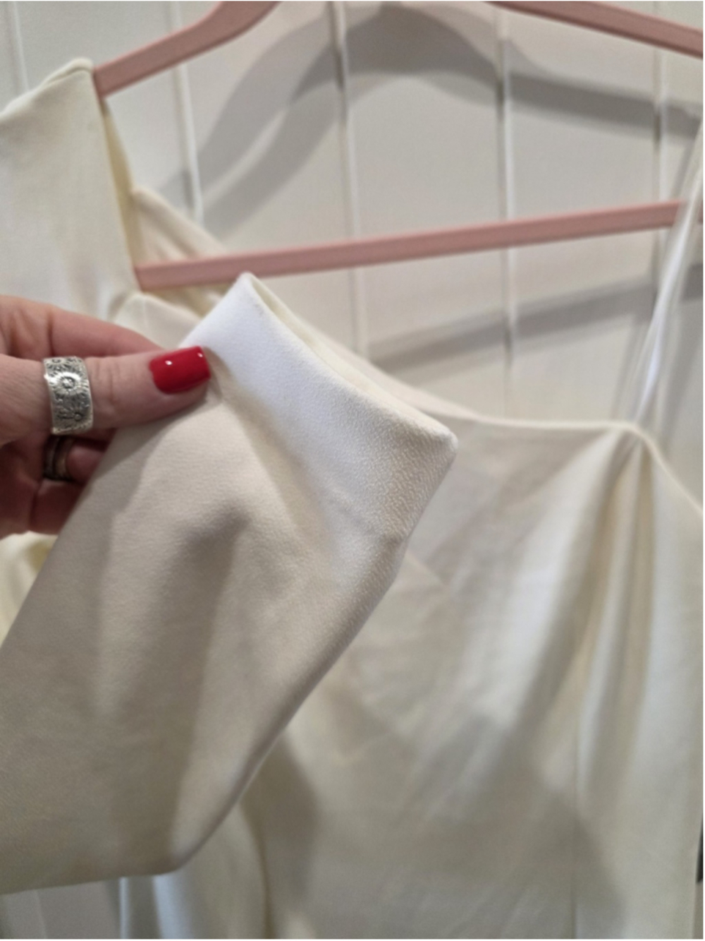 Vince Camuto One Shoulder Off White Bodycon Dress Sz 6 NWT Long Sleeve Midi Read - Picture 5 of 11
